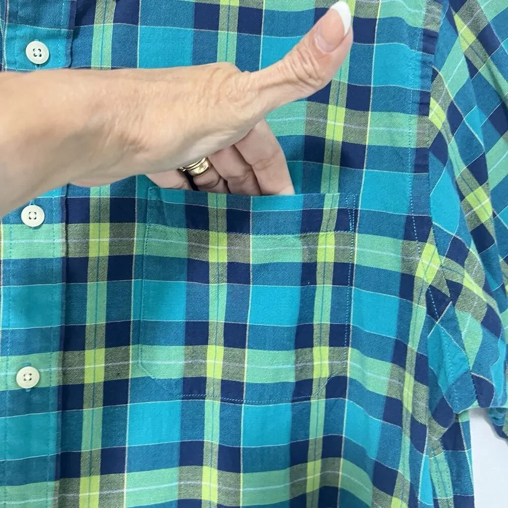 Pendleton Surf Shirt Mens XL Green Plaid Short Sleeve Button Down Casual Summer